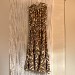 J Crew Flowy Cinched waist Polka Dot Sleeveless Dress